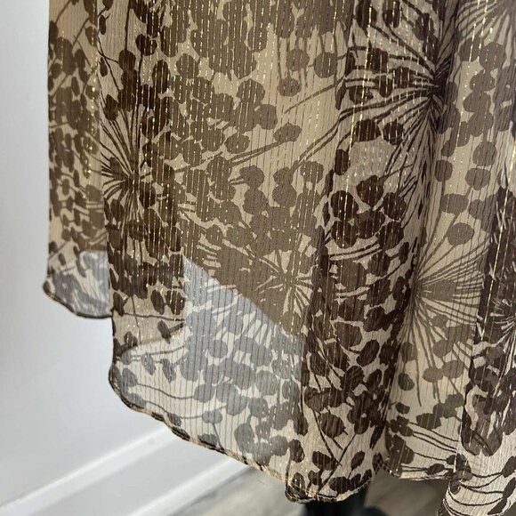 BCBGMAXAZRIA Silk Metallic Crinkle Chiffon Halter Midi Dress Ruched Waist – US 6 - Picture 7 of 12